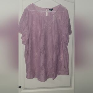 Torrid Lace Lilac Short Sleeve Blouse